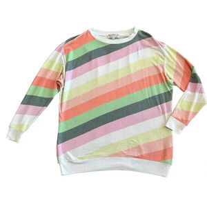 Wildfox Rainbow Roadtrip Sorbet Stripes Sweater Sweatshirt Cozy Size XS Women's
